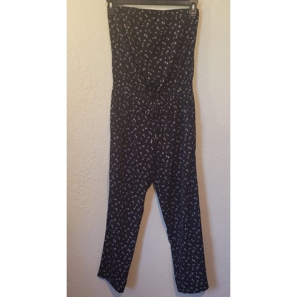 EXPRESS Women's Strapless Black White Floral Drawstring Waist Jumper Size XS - Picture 2 of 10